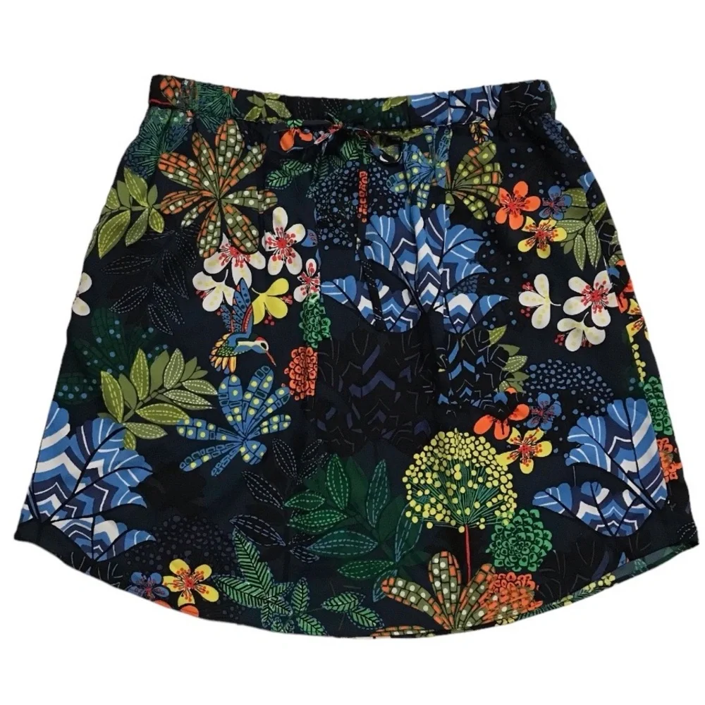 LOFT Tropical Floral Skirt, Hummingbird Boho Elastic Waist Pull On Petite Small - Picture 1 of 12